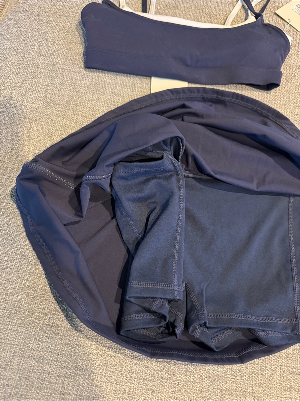 NWT. WILO the label Navy Blue Sports Bra and Skirt Set Size Small - Picture 7 of 8